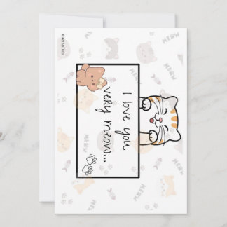 A cute card of I love you very meow to a love