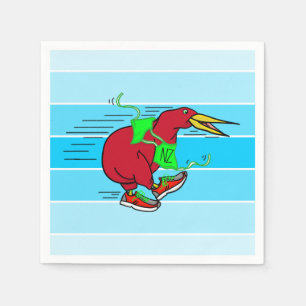 A cute cartoon Kiwi running wearing shoes Napkin