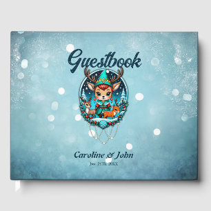 A cute cartoon style reindeer elf guest book
