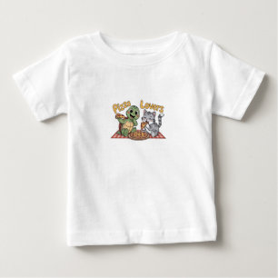A cute cat and turtle enjoy eating pizza baby T-Shirt