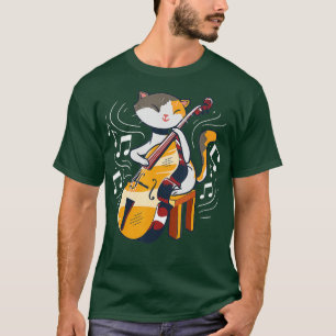 A Cute Cat Playing he Double Bass T-Shirt