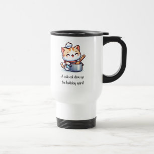 A cute cat stirs up the holiday spirit  travel mug