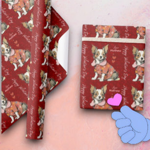 A cute Chihuahua on a Valentine's Day card, Wrapping Paper