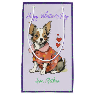  A cute Chihuahua on a Valentine's Day  Small Gift Bag