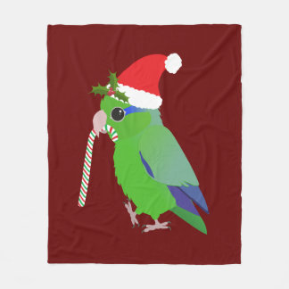 A cute Christmas green pacific parrotlet Fleece Blanket
