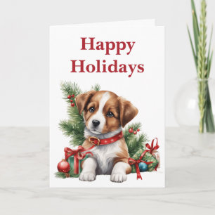 A Cute Christmas Puppy Blank Christmas Card