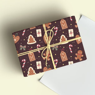 A Cute Christmas Wrapping Paper With Gingerbread