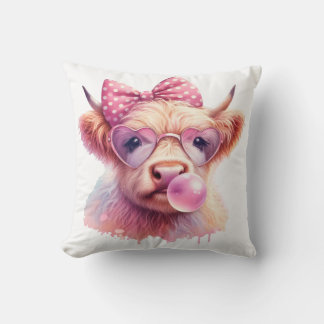 a cute colorful highland cow  cushion