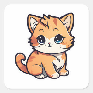 A Cute Colourful Adorable Cat 013 Square Sticker