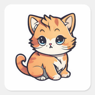 A Cute Colourful Adorable Cat 013 Square Sticker