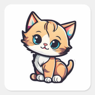 A Cute Colourful Adorable Cat 017 Square Sticker
