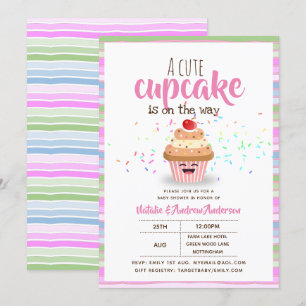 A Cute Cupcake Is On The Way Sprinkles Girls Invitation