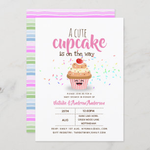 A Cute Cupcake Is On The Way Sprinkles Girls Invitation