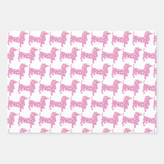 A Cute Dachshund made up of little pink Hearts Wrapping Paper Sheet