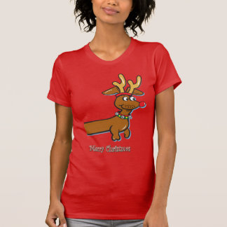 A Cute Dachshund wearing reindeer Antlers T-Shirt