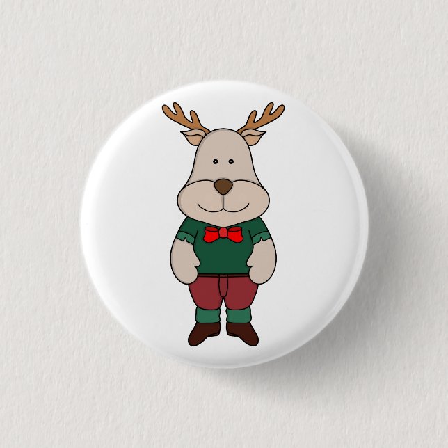 A cute deer 3 cm round badge (Front)