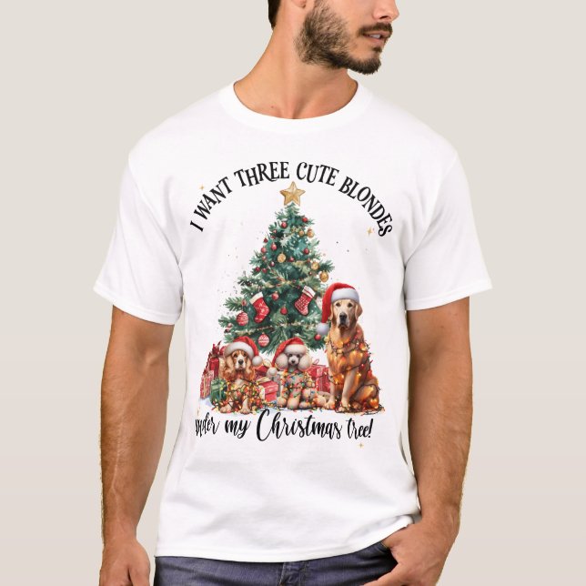 A cute dog and puppy lover Christmas design T-Shirt (Front)