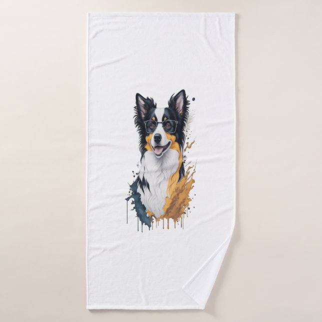 A cute dog Border Collie  Bath Towel (Bath Towel)