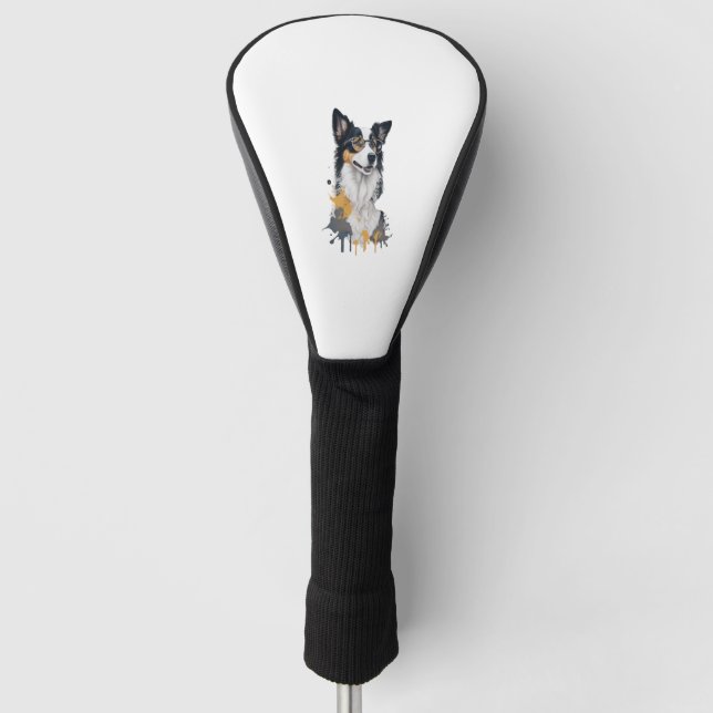 A cute dog Border Collie Golf Head Cover (Front)