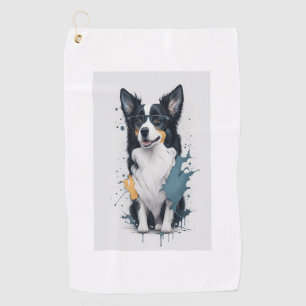 A cute dog Border Collie  Golf Towel