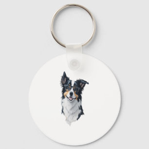 A cute dog Border Collie Key Ring