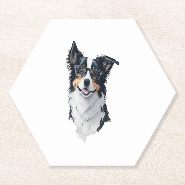 A cute dog Border Collie Paper Coaster (Front)