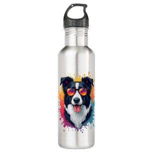 A cute dog Border Collie [RB#10009]  710 Ml Water Bottle