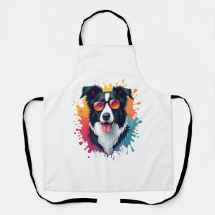 A cute dog Border Collie [RB#10009]  Apron