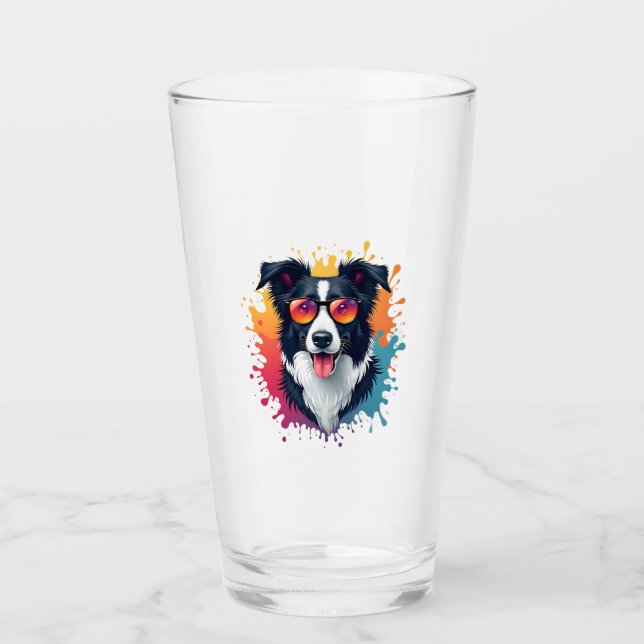 A cute dog Border Collie [RB#10009]  Glass (Front)