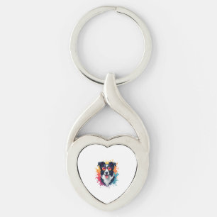 A cute dog Border Collie [RB#10009]  Key Ring