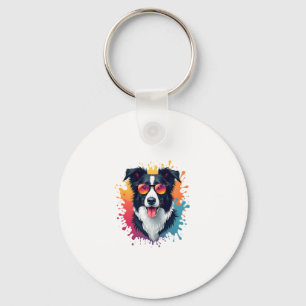 A cute dog Border Collie [RB#10009]  Key Ring