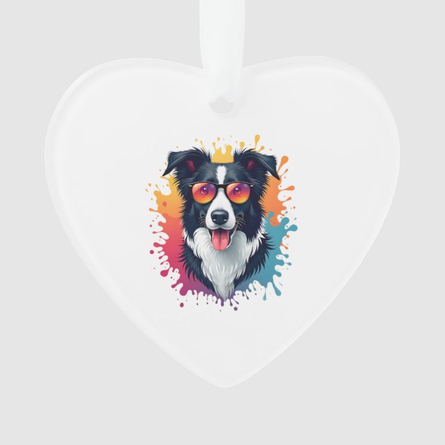 A cute dog Border Collie [RB#10009]  Ornament (Front)