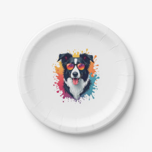 A cute dog Border Collie [RB#10009]  Paper Plate
