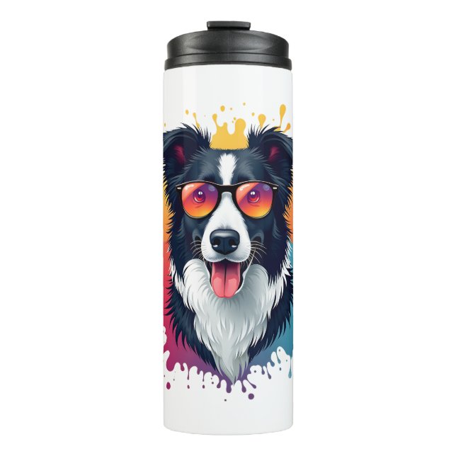 A cute dog Border Collie [RB#10009]  Thermal Tumbler (Front)