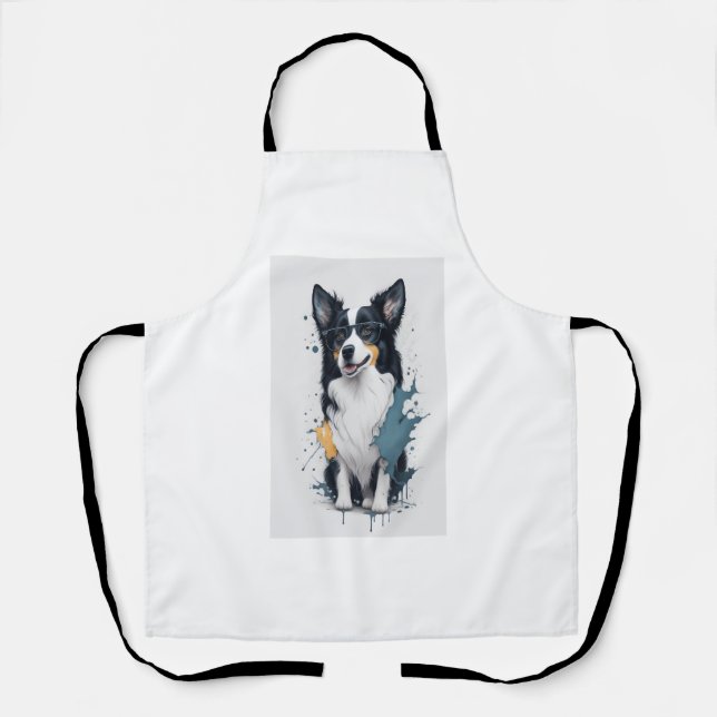 A cute dog Border Collie [RB#10011]  Apron (Front)