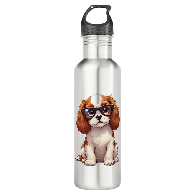 A cute dog King Charles Spaniel  710 Ml Water Bottle (Front)