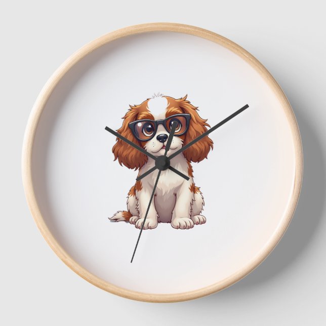 A cute dog King Charles Spaniel  Clock (Front)