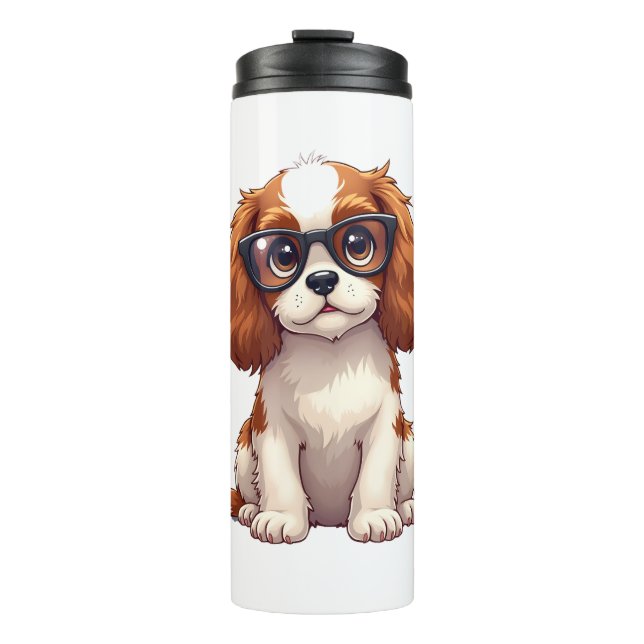 A cute dog King Charles Spaniel  Thermal Tumbler (Front)