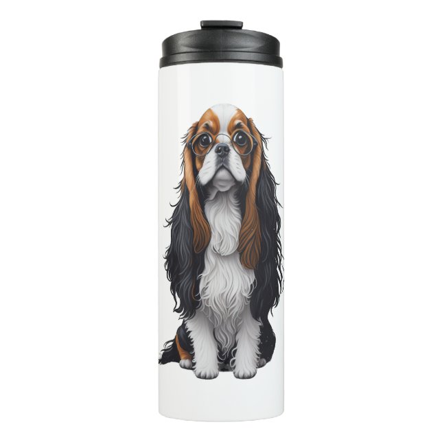 A cute dog King Charles Spaniel  Thermal Tumbler (Front)