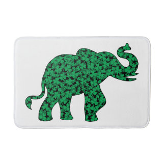 a cute elephant made up of shamrocks bath mat