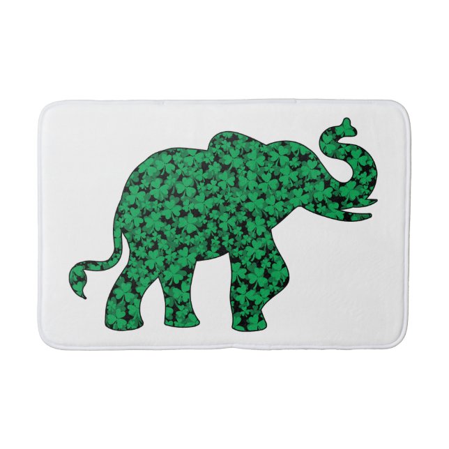a cute elephant made up of shamrocks bath mat (Front)