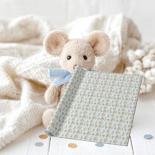 a cute family of rabbits with a baby wrapping paper