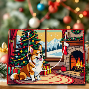 A Cute Festive Corgi Christmas Large Gift Bag