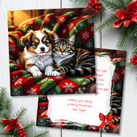 A Cute Festive Dog and Cat Personalized Christmas