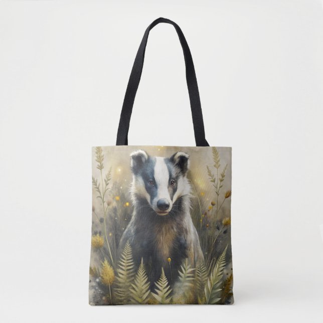 A Cute Forest Badger Tote Bag (Front)