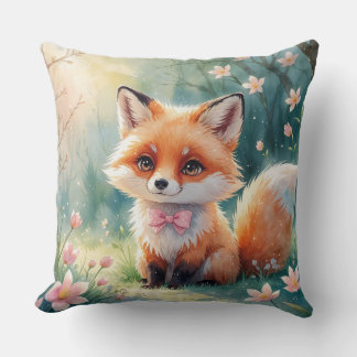 A Cute fox and pink bow Cushion