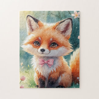 A Cute fox and pink bow Jigsaw Puzzle