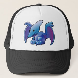 A cute friendly dinosaur pterodactyl or pteranodon trucker hat