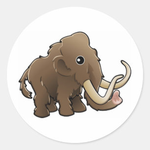 A cute friendly woolly mammoth classic round sticker