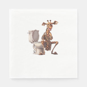 A Cute Giraffe In Pyjamas Sitting On A Toilet  Napkin